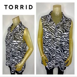 TORRID Sheer Zebra Print Hi/Lo Sleeveless Top 1 1X